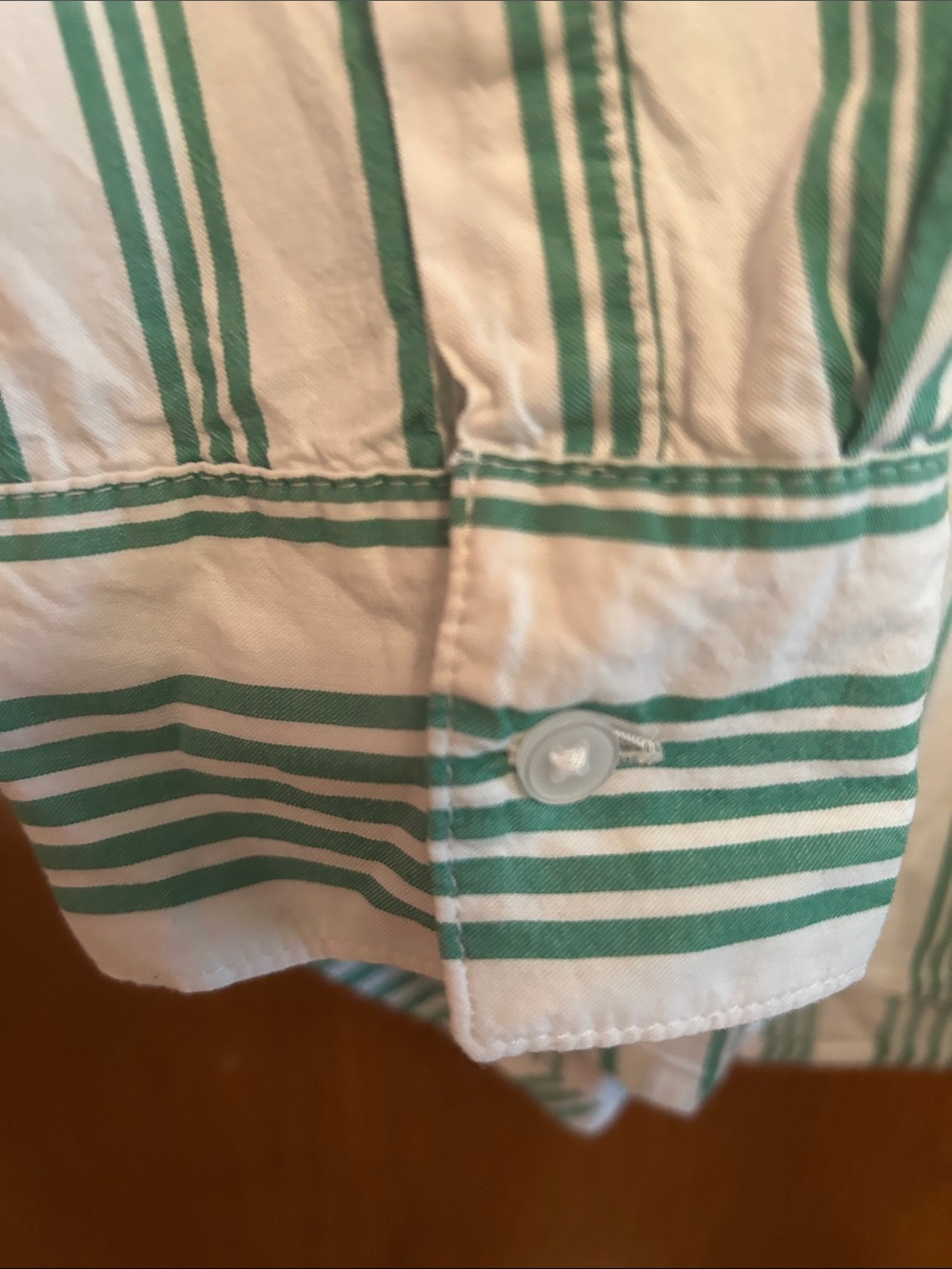 Old Navy White and Green Vertical Stripe Button-Down Shirt - Picture 3 of 7